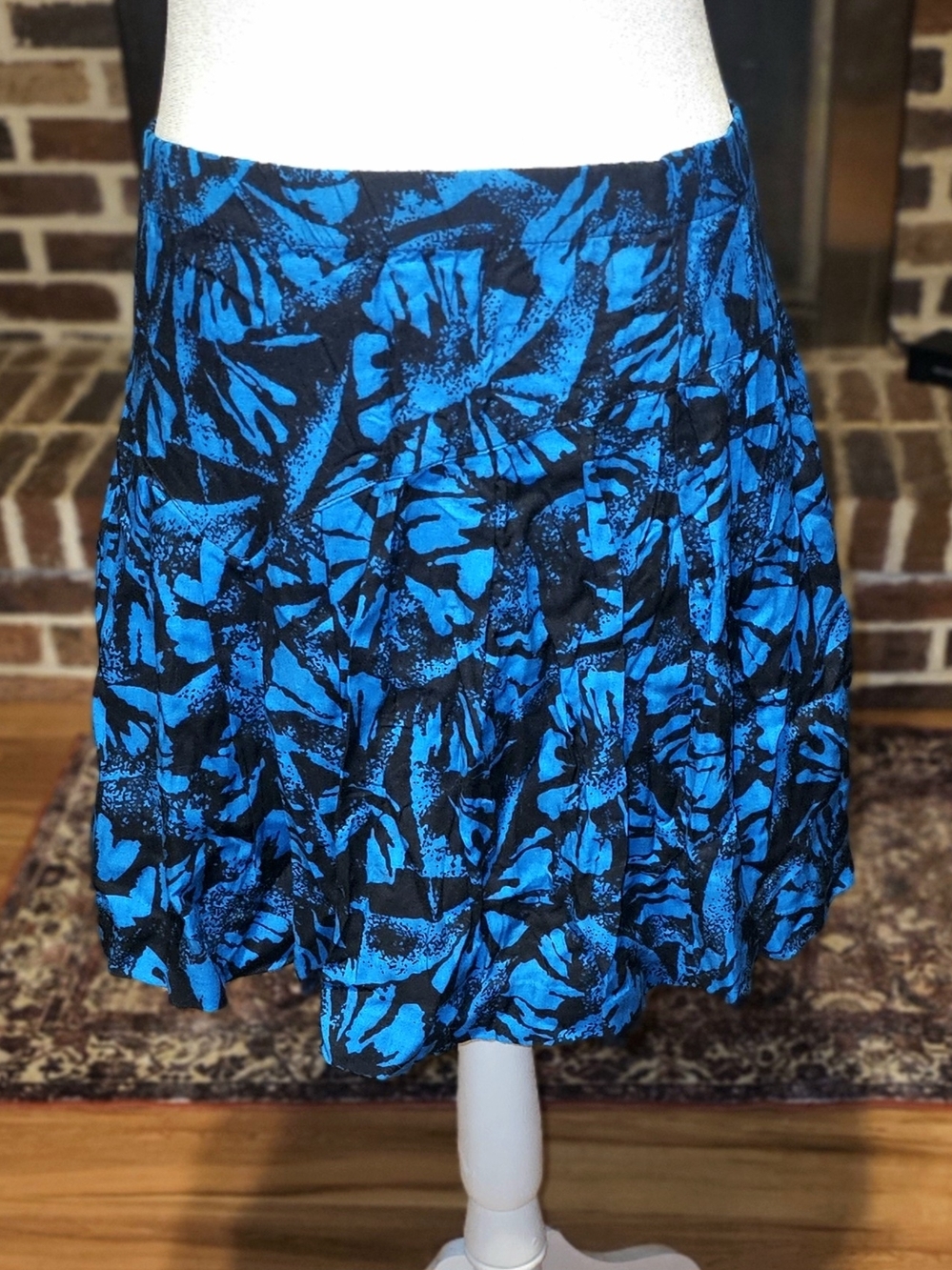 Vintage 1980's My Pieces Blue And Black Abstract Circle Skirt for Women